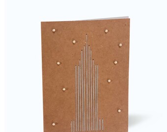 Empire State Building Peal Snow Blue Christmas Present Gift Holiday Card Set