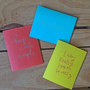 Keep Life Simple - Easy Peasy Stationery Note Card Ensemble de 3