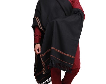 Handmade pakol chitrali shawl for men winter shawl from Pakistan Black Pure Acro-Woolen Dhussa Shawl For Men Men's Woolen Shawl, Afghan Patu