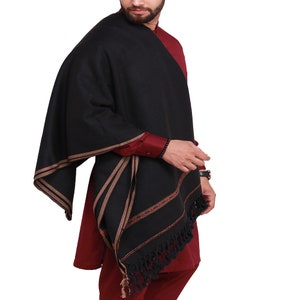 Handmade Black Acro-woolen Dhussa Shawl: Chitrali Pakol Afghan Patu - Etsy