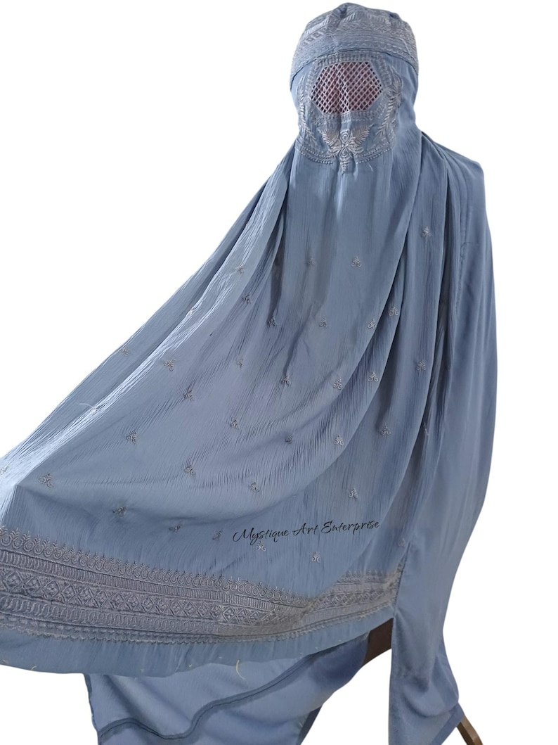 Burqa Color Varieties Afghan Burqa: Traditional Islamic Veil, Hijab Beautiful Greyish Blue ...