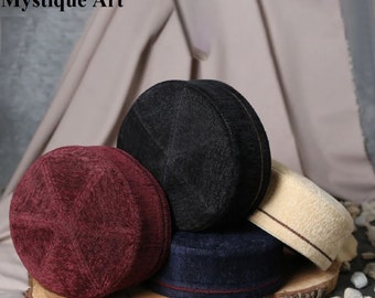 Tissu Laine Velours Kufi, Bonnet de Prière Koofi Namaz Topi pour Homme Collection Hiver