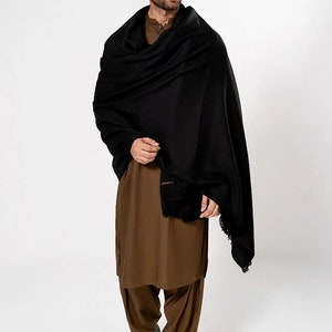 Handmade Winter Luxury Shawls Lightweight Warm Pure Wool Dhusa Shawl, Afghan Patu Colors White and Black Men Winter Pakistani Express ship