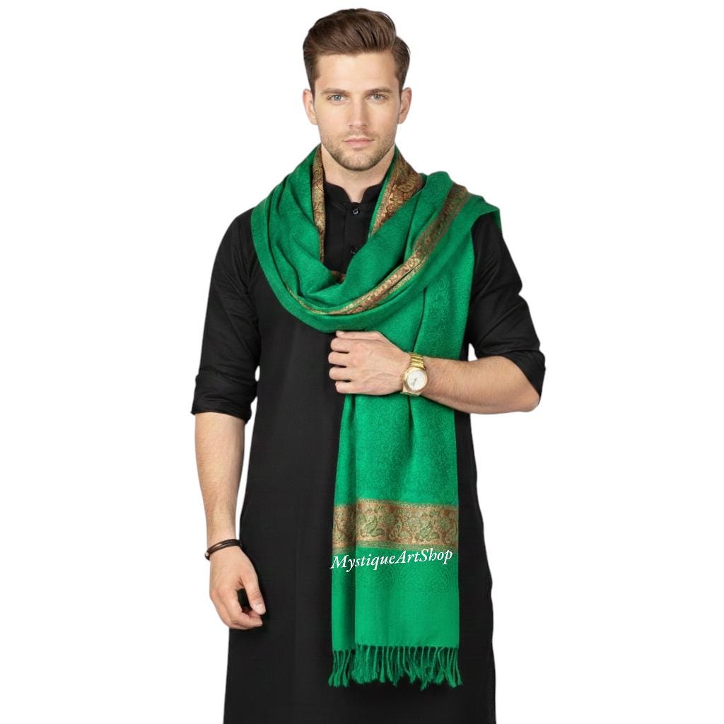 Green Acrowool Baghdadi Shawl – Karbala Traditional Iraqi Shawl