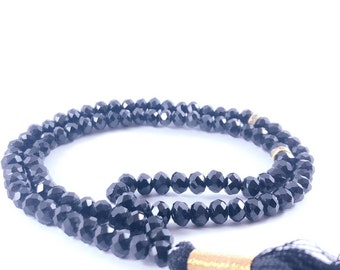 Beautiful Tasbih Tasbeeh Worry Beads Masbaha Black Crystal 99 Prayer Beads