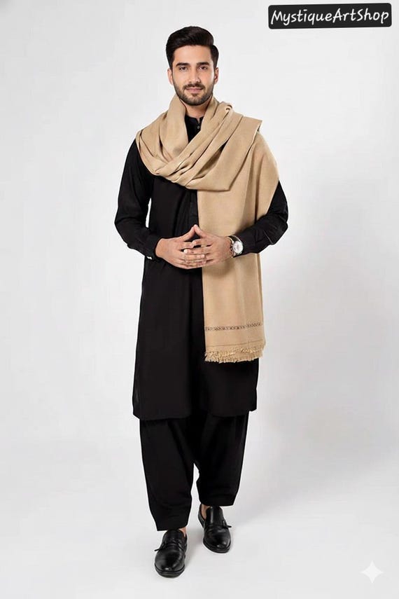 Premium Handmade Pure Kashmiri Men Wool Shawl Swati Kashgari
