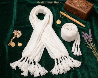 Premium Cotton Shalwar Drawstring Set - Pack of 6 or 12 Azarband + FREE Nalabani Threader Tool - 2m Handmade Nara Nala White Pyjama Cord