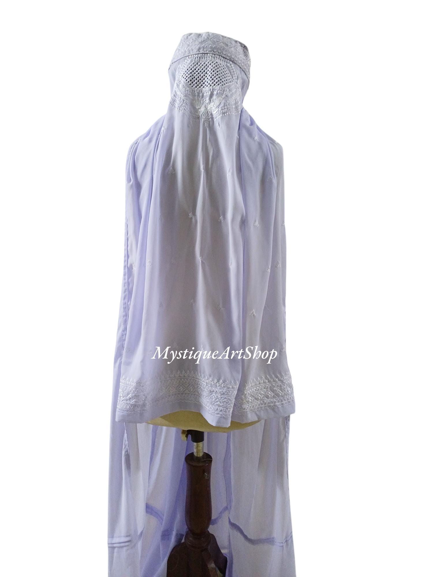 White Afghan Burqa for Women | Traditional Islamic Full Cover Veil ...