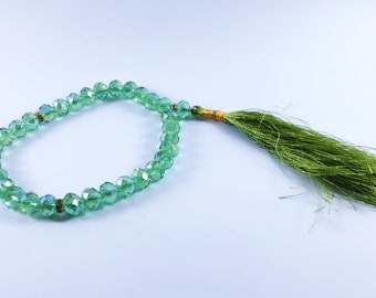 Tasbih Tasbeeh Worry Beads Masbaha Green Crystal 33 Prayer Beads