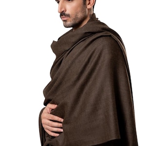 Men Winter shawl Pure Wool Shawl Handmade elegant mocha brown shade, pure Kashmiri,Swati light weight warm shawls, Authentic men shawls