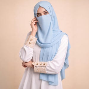 Chiffon Hijab & Matching Niqab 2-Piece Set | 18 Colors | Chiffon Headscarf and Face Veil | Modest Islamic Wear