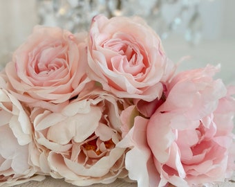 Faux flower bouquet shades of pink