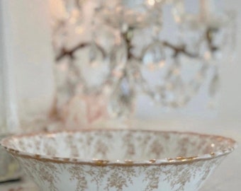 French antique bowl gold floral