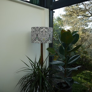 Black white bird and floral print with rainbowh hearts 30cm Drum lampshade