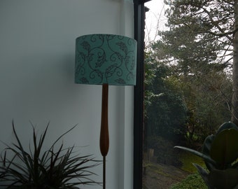 Brown and Blue Leaf Print 30cm Drum Lampshade