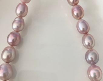 11-13.5 Natural Color Lavender Pink Pearl Strand, High Luster Drop Baroque Edison Pearl Strand, Pearl Jewelry Design. LH59