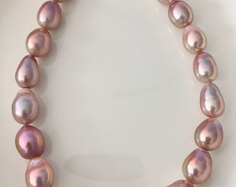 11-12.5mm Natural Color High Luster Drop Baroque Edison Pearl Strand, Pearl Jewelry Design. LH60