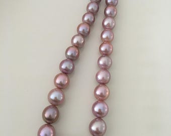 Natural color pink  Edison pearl strand, 11-13mm high luster freshwater cultured pearls. LH78