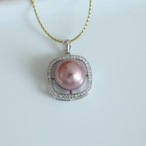 Natural Color Pearl Pendant, Purple Pearl S925 Pendant.