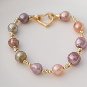 Edison pearl bracelet, multi-color pearl bracelet, pearl gift, baroque pearl jewelry, baroque pearl bracelet.