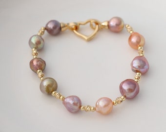 Edison pearl bracelet, multi-color pearl bracelet, pearl gift, baroque pearl jewelry, baroque pearl bracelet.