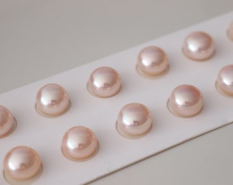 11-12mm Paired light pink button pearls, high luster freshwater pearls for pearl jewelry design, pearl studs.