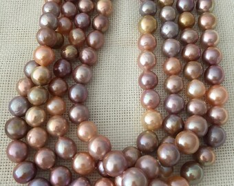 Edison pearl strand, 9-11mm multi color natural color pearl strand, high luster pearls.