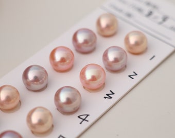 Paired Natural Color Pearls, 8-9mm Freshwater Cultured Pearls, High Luster Pearls, Round Near Round Pearls.