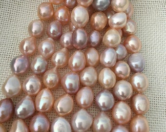 Nugget baroque pearl strand, 10.5-11.5mm multi color pearls, high quality high luster pearl strand, 16 inches.