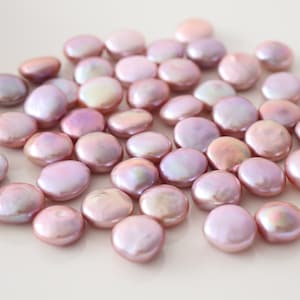 Coin loose pearls, 13-14mm light purple loose pearls, freshwater pearls, natural color coin pearls.
