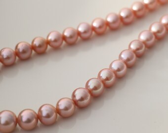 8-10mm Pink Edison pearl strand, high luster natural color pearl strand.