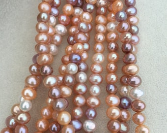 Multicolor Pearl Strand, Traditional Freshwater Pearl Strand, 6-6.5mm Pearl Strand.
