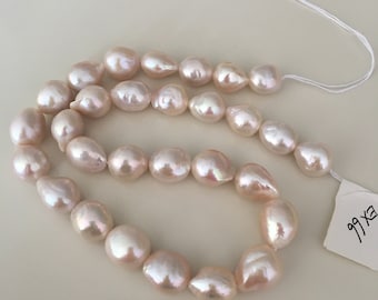 White Wrinkled Edison Pearl Strand, 11-12.5mm Baroque Pearls. EX66