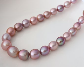 Multi-color Edison pearl strand, 11-13.8mm natural color freshwater cultured pearls. LH55