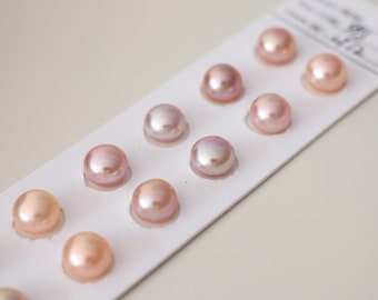 10 Pairs 9-9.5mm Button Shape Freshwater Pearls, Natural Color Freshwater Pearls For Jewelry Design. LY12