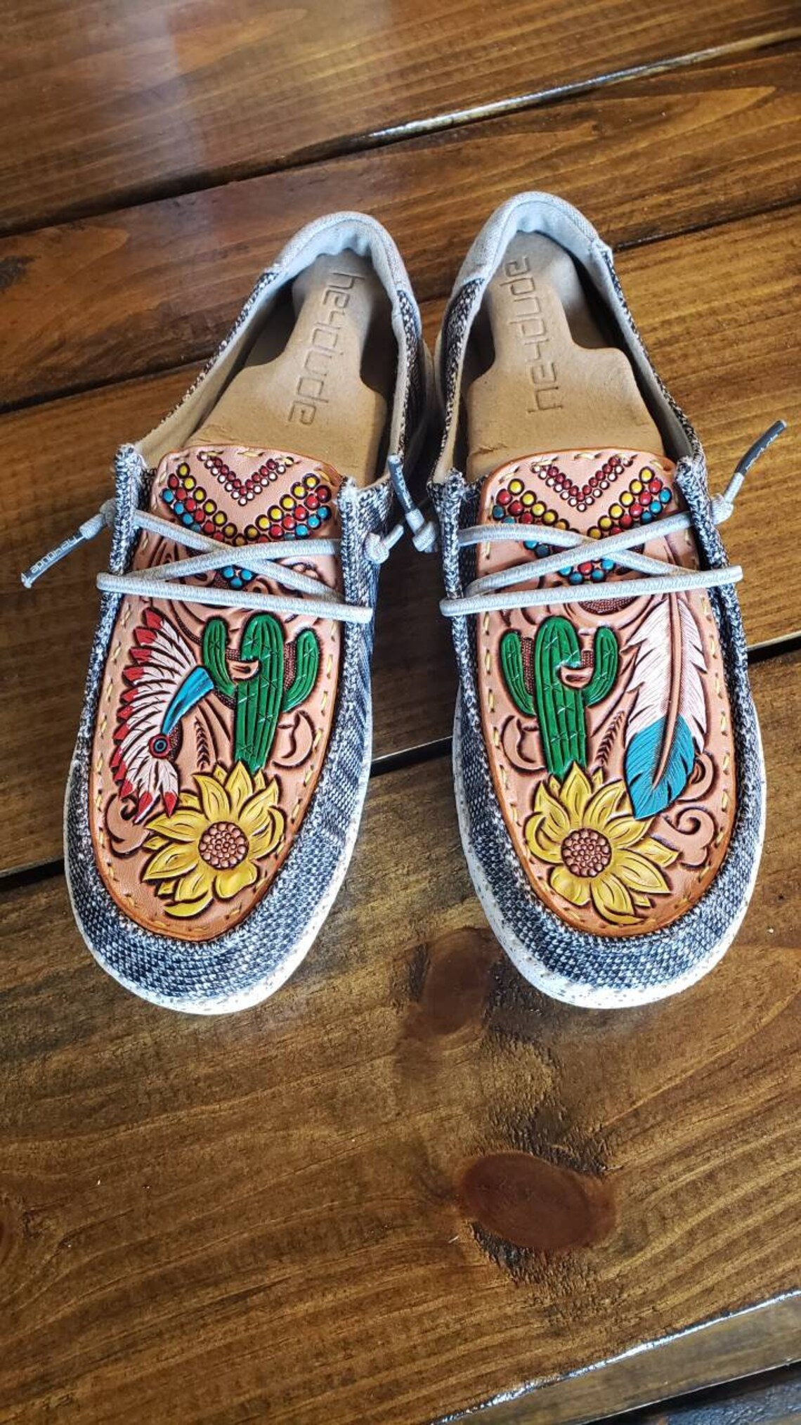 Custom tooled Hey Dude shoes | Etsy