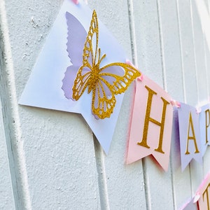 Butterfly Happy Birthday Banner Butterfly Themed Party | Etsy