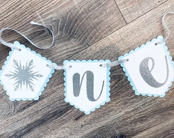 Snowflake Highchair Banner, Winter ONEderland Party Decor, Frozen Banner, First Birthday Party