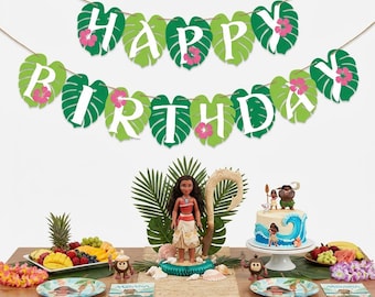 Moana Birthday Banner, Tropical Hawaiian Theme Party