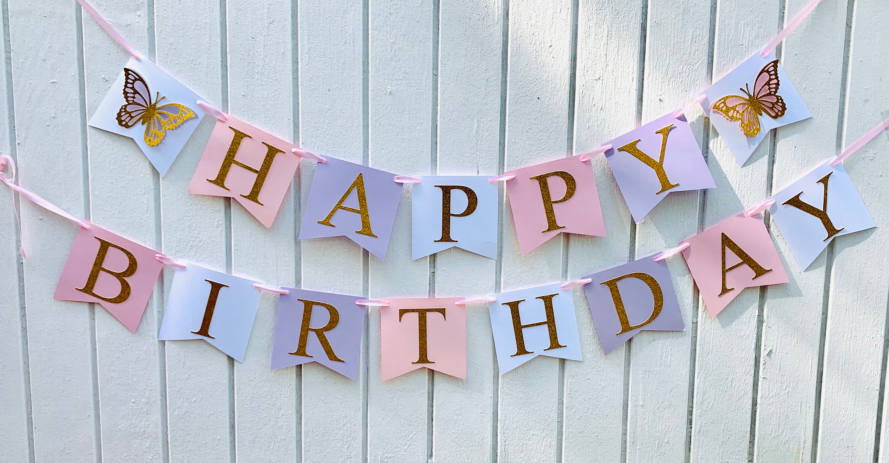Butterfly Happy Birthday Banner Butterfly Themed Party | Etsy