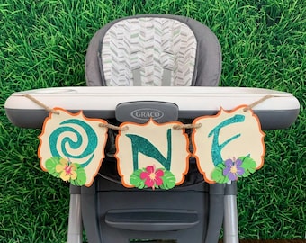 Moana Highchair Banner, Hawaiian Birthday Party Decor