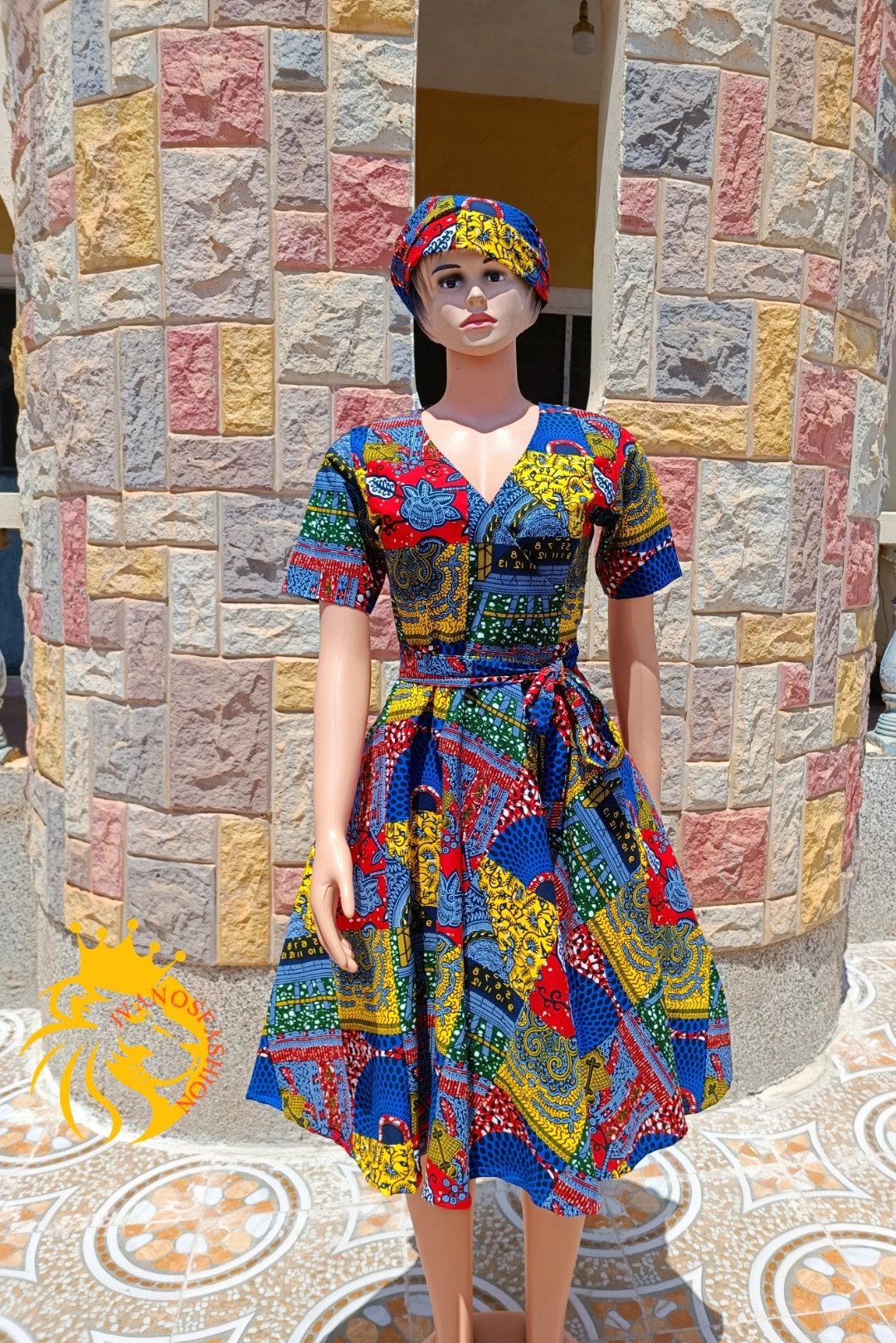 African Patchwork Wrap Dress African Print Wrap Dress Etsy