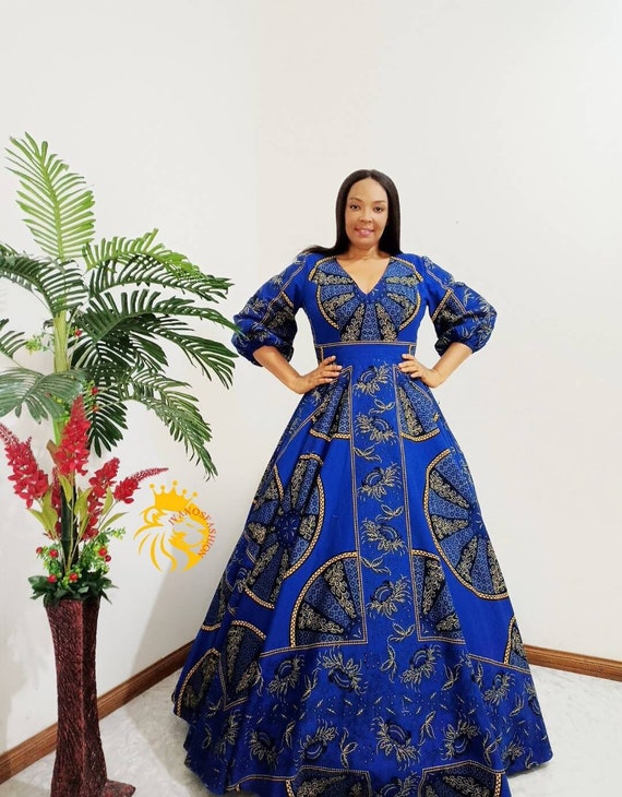 Ankara gown with cape sales