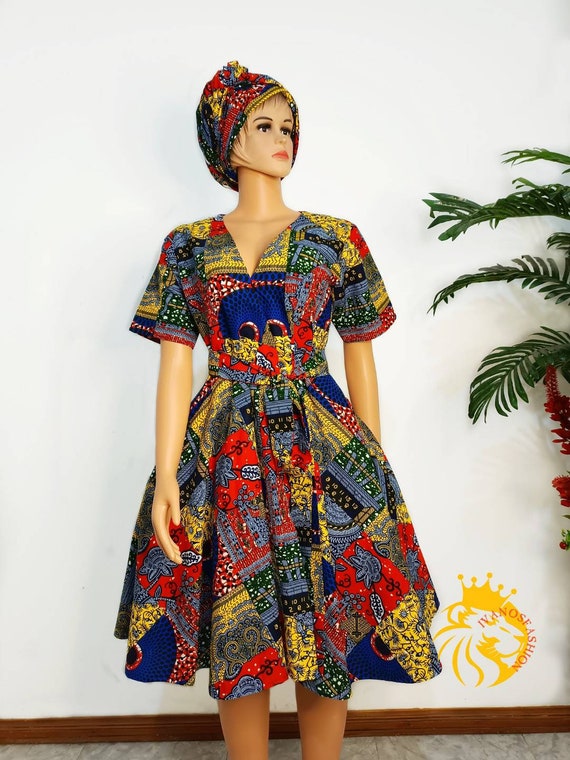 Afrikaanse kleding voor vrouwen Afrikaanse wikkeljurk Afrikaanse jurk Afrikaanse printjurk Ankara jurk Etsy Nederland