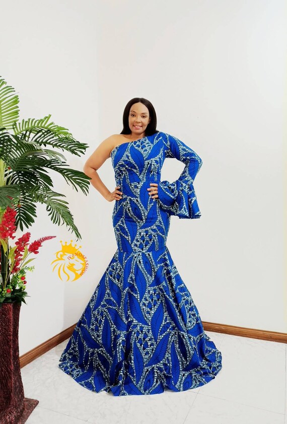 African print evening gown sales