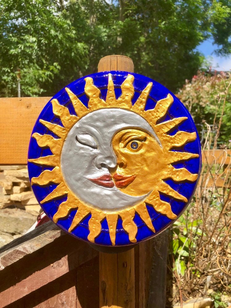 Sun Moon Celestial hanging Garden Plaque Litha Summer Etsy