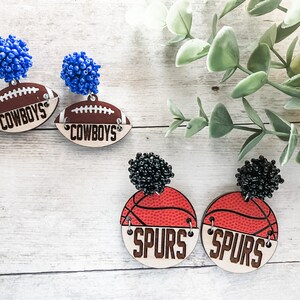 Game day earrings, Sports earrings, Football earrings, Basketball earrings, Sport accessories, Teacher appreciation gift, Lightweight