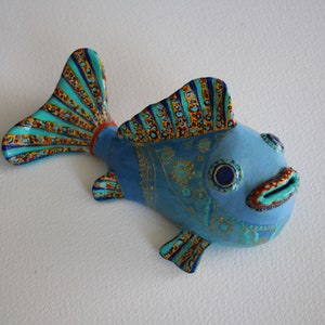 Decor Fish Statues, Decorative Fish Painted by Hand, Fish Hanging, Hand ...