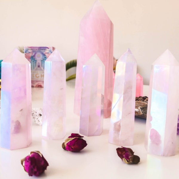 Pointe de Quartz Rose Naturel Aura