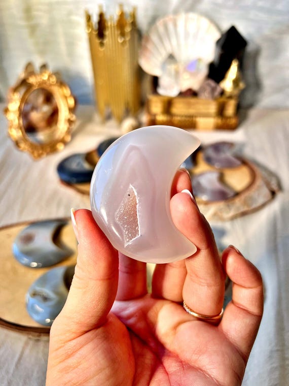 Lunes en Géode d’Agate - Pièce unique à choisir